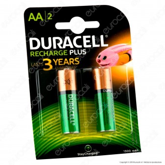Duracell Value Precharged 1300mAh Pile Ricaricabili Stilo AA - Blister 2 Batterie