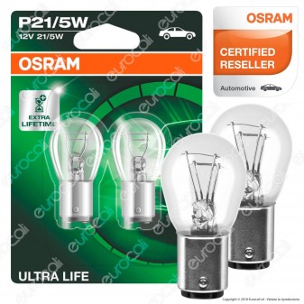 Osram Ultra Life Lunga Durata - 2 Lampadine P21/5W