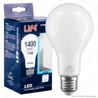 Life Lampadina LED E27 11W Bulb A70 Milky Filamento - mod. 39.920356M