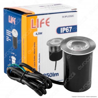 Life Punto Luce LED 4,5W Segnapasso da Interramento in Alluminio IP67 - mod. 39.9PL0352C