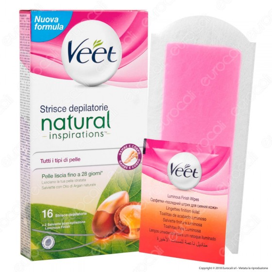 Veet Strisce Depilatorie Corpo Natural Inspirations per Tutti i Tipi di Pelle - Confezione 30pz Veet Strisce Depilatorie Corpo Natural Inspirations per Tutti i Tipi di Pelle - Confezione 30pz