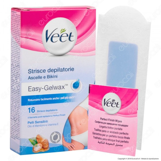 Veet Strisce Depilatorie Ascelle e Bikini Easy Gelwax Technology per Pelli Sensibili - Confezione 16pz Veet Strisce Depilatorie Ascelle e Bikini Easy Gelwax Technology per Pelli Sensibili - Confezione 16pz
