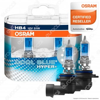 Osram Cool Blue Hyper+ Effetto Xenon HID Per Off Road - 2 Lampadine HB4