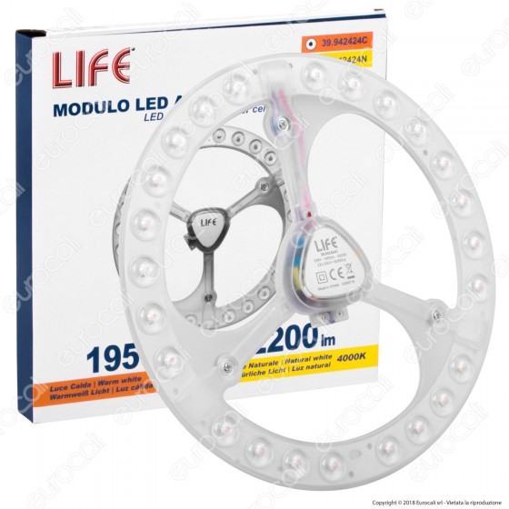 Life Modulo LED Circolina con Magnete Ø228mm 24W per Plafoniere - mod. 39.942424C / 39.942424N Life Modulo LED Circolina con Magnete Ø228mm 24W per Plafoniere - mod. 39.942424C / 39.942424N
