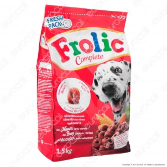 Frolic Cibo Semi Umido per Cani con Manzo, Carote e Riso - Sacchetto da 1,5Kg