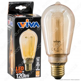 Wiva GlassLight Lampadina LED E27 2,5W Bulb ST64 Ambrata con Incisioni Laser - mod. 12100633