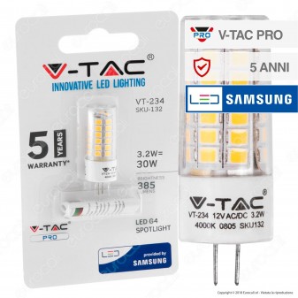 V-Tac PRO VT-234 Lampadina LED G4 3,2W Bulb Chip Samsung - SKU 131 / 132 / 133