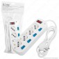 Immagine 1 - V-Tac Multipresa 4 Posti Colore Bianco con Interruttori Singoli e Generale e Protezione Ripristinabile - SKU 8711