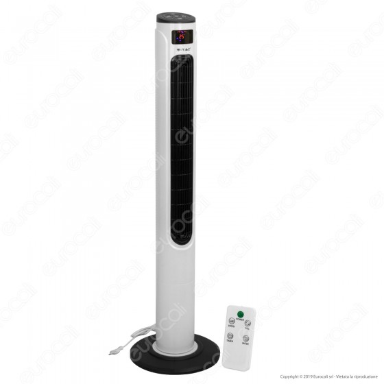 V-Tac VT-5547 Tower Fan 46 Inches con Display Temperatura e Telecomando Colore Bianco Lucido - SKU 7902 V-Tac VT-5547 Tower Fan 46 Inches con Display Temperatura e Telecomando Colore Bianco Lucido - SKU 7902