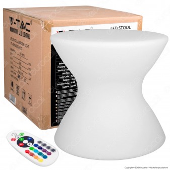 V-Tac VT-7810 Sgabello Multicolor LED RGB 3W Ricaricabile con Telecomando IP54 - SKU 40231