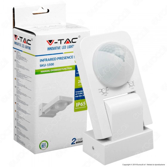 V-Tac VT-8083 Sensore di Movimento a Infrarossi per Lampadine - SKU 1500 V-Tac VT-8083 Sensore di Movimento a Infrarossi per Lampadine - SKU 1500