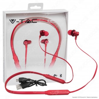 V-Tac VT-6166 Coppia di Auricolari Bluetooth Sports Earphones Colore Nero - SKU 7710
