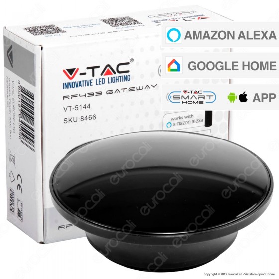V-Tac Smart VT-5144 RF433 Gateway Compatibile con Amazon Alexa Google Home e Nest - SKU 8466 V-Tac Smart VT-5144 RF433 Gateway Compatibile con Amazon Alexa Google Home e Nest - SKU 8466