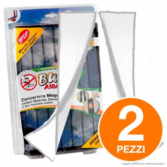 Kit 2 Buzz Away Intergross Zanzariera Magnetica con Chiusura Automatica Colore Bianco
