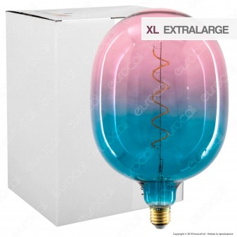 Daylight Lampadina E27 Filamento LED a Spirale 4W Tubolare XL con Vetro Blu e Rosa Dimmerabile - mod. 700260.00A