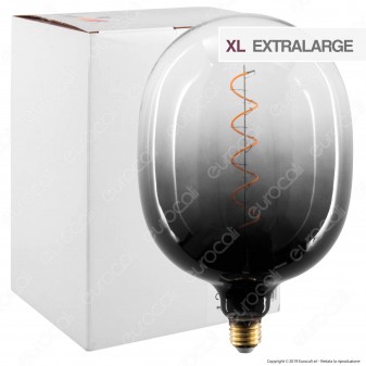 Daylight Lampadina E27 Filamento LED a Spirale 4W Tubolare XL con Vetro Nero Sfumato Dimmerabile - mod. 700262.00A
