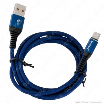 V-Tac VT-5352 Gold Series USB Data Cable Type-C Cavo in Corda Colore Blu 1m - SKU 8633