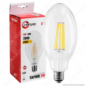 Century Lampadina LED E27 14W Ellissoidale White Filamento - mod. SAPS-142722 / SAPS-142727 / SAPS-142740