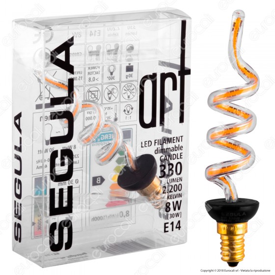 Segula Art Line Lampadina E14 Filamento LED Modellato 8W Forma Candela Dimmerabile mod. 50139 Segula Art Line Lampadina E14 Filamento LED Modellato 8W Forma Candela Dimmerabile mod. 50139