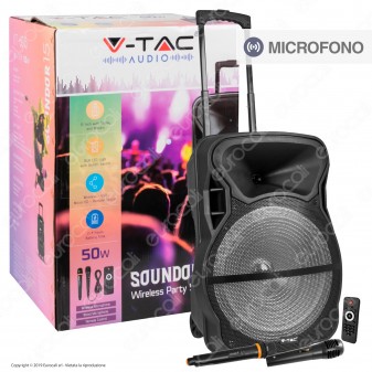 V-Tac Audio VT-6315 Soundor 15 Trolley Cassa Attiva 50W