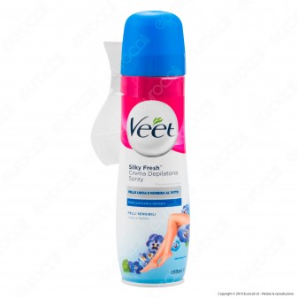 Veet Crema Depilatoria Spray Silk & Fresh Technology per Pelli Sensibili - Flacone da 150ml