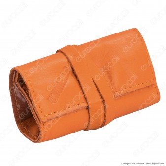 Il Morello Pocket Mini Portatabacco in Vera Pelle Colore Arancione