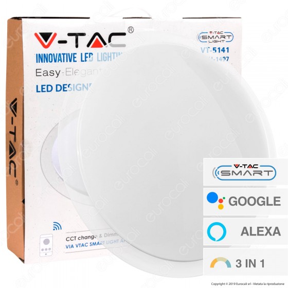 V-Tac Smart VT-5141 Plafoniera LED 40W RGB+W 3in1 Wi-Fi Forma Circolare Effetto Cielo Stellato - SKU 1497 V-Tac Smart VT-5141 Plafoniera LED 40W RGB+W 3in1 Wi-Fi Forma Circolare Effetto Cielo Stellato - SKU 1497