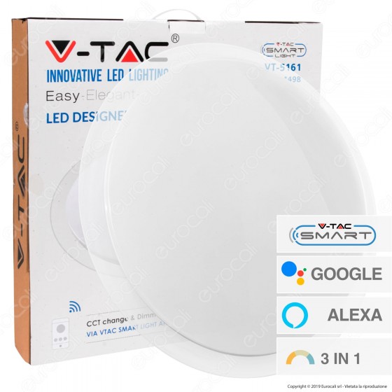 V-Tac Smart VT-5161 Plafoniera LED 60W RGB+W 3in1 Wi-Fi Forma Circolare Effetto Cielo Stellato - SKU 1498 V-Tac Smart VT-5161 Plafoniera LED 60W RGB+W 3in1 Wi-Fi Forma Circolare Effetto Cielo Stellato - SKU 1498