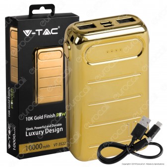 V-Tac VT-3522 Power Bank Portatile 10000 mAh 2 Uscite USB 2A - SKU 8907