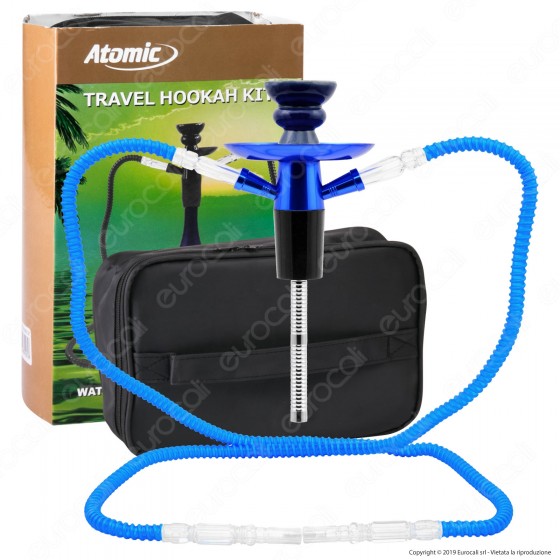 Atomic Kit Narghilè da Viaggio Colore Blu con 2 Hose e Custodia - Atomic Kit Narghilè da Viaggio Colore Blu con 2 Hose e Custodia -