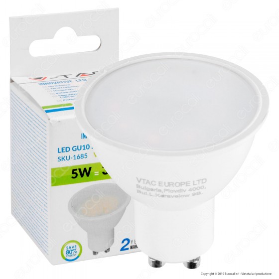 V-Tac VT-1975 Lampadina LED GU10 5W Faretto Spotlight 110° - SKU 1685 / 1686 / 1687 V-Tac VT-1975 Lampadina LED GU10 5W Faretto Spotlight 110° - SKU 1685 / 1686 / 1687