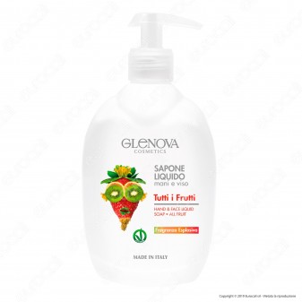 Glenova Cosmetics Sapone Liquido Mani e Viso Tutti i Frutti - Flacone da 500ml