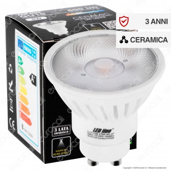 LED Line Lampadina LED COB GU10 8W Faretto Spotlight 24° in Ceramica - mod. 470294 / 470300