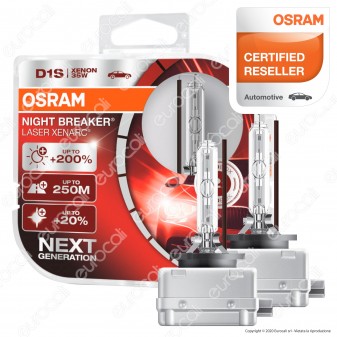 Osram Night Breaker Laser Xenarc Fari Xeno 35W - 2 Lampadine D1S