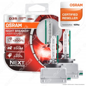 Osram Night Breaker Laser Xenarc Fari Xeno 35W - 2 Lampadine D3S