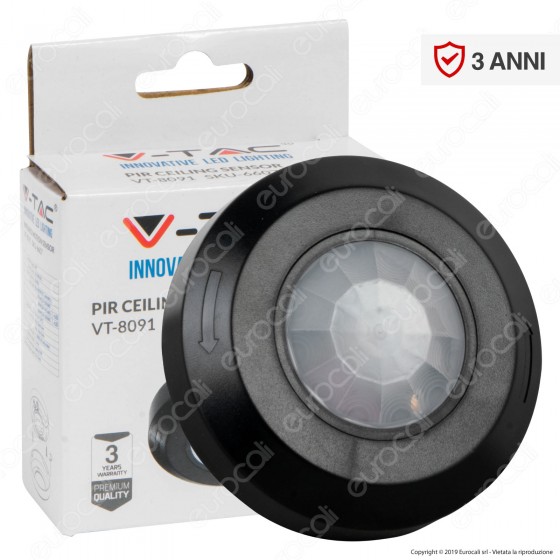 V-Tac VT-8091 Sensore di Movimento a Infrarossi PIR per Lampadine LED V-Tac VT-8091 Sensore di Movimento a Infrarossi PIR per Lampadine LED