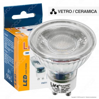 Life Lampadina LED GU10 5W Faretto Spotlight 38° in Vetro e Ceramica - 39.910255C