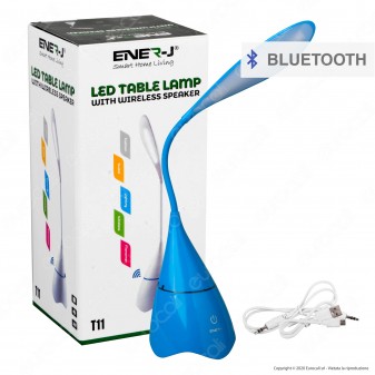 Ener-J Lampada Smart da Tavolo LED 6W con Speaker Bluetooth e Batteria Ricaricabile Colore Blu - mod. T11BLUE
