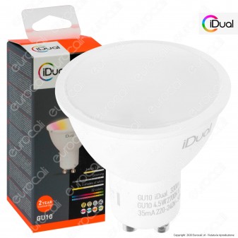 iDual Lampadina LED GU10 Faretto Multifunzione RGB+W 4,5W Spotlight 100° - mod. JE001810000