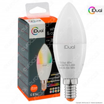 iDual Lampadina LED E14 Candela Multifunzione RGB+W 4,5W - mod. JE003810000