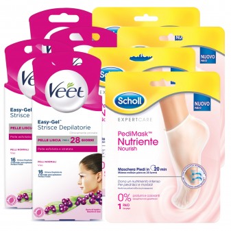 Kit Body Care: Veet Easy Gel Strisce Viso + Scholl Pedimask 0%