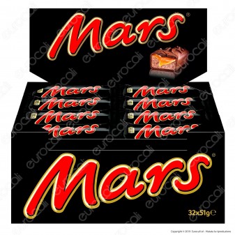 Mars Snack con Malto e Caramello Ricoperto di Cioccolata - Box con 32