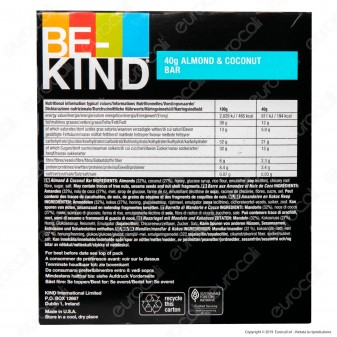 Be-Kind Snack con Mandorle e Cocco - 1 Barretta da 40g