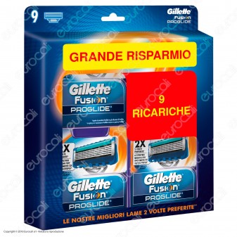 Gillette Fusion ProGlide Lamette Di Ricambio Per Rasoio Maxi Formato Risparmio - Confezione da 9 Ricariche