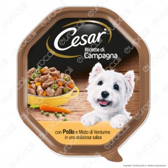 Cesar Ricette di Campagna Cibo per Cani con Pollo e Misto Verdurine
