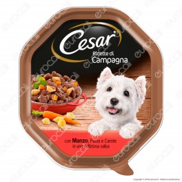 Cesar Ricette di Campagna Cibo per Cani con Manzo, Pasta e Carote in