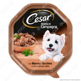 Cesar Ricette di Campagna Cibo per Cani con Manzo e Tacchino in Salsa