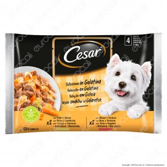 Cesar Selezione in Gelatina Cibo per Cani con Pollo e Manzo - 4 Buste