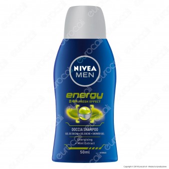 Nivea Men Gel Doccia Shampoo Energy con Estratto di Menta - Flacone da 50ml