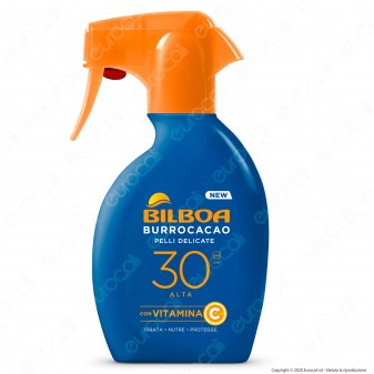 Bilboa Spray Solare Burrocacao Protezione Alta SPF30 Pelli Delicate - Flacone da 250ml